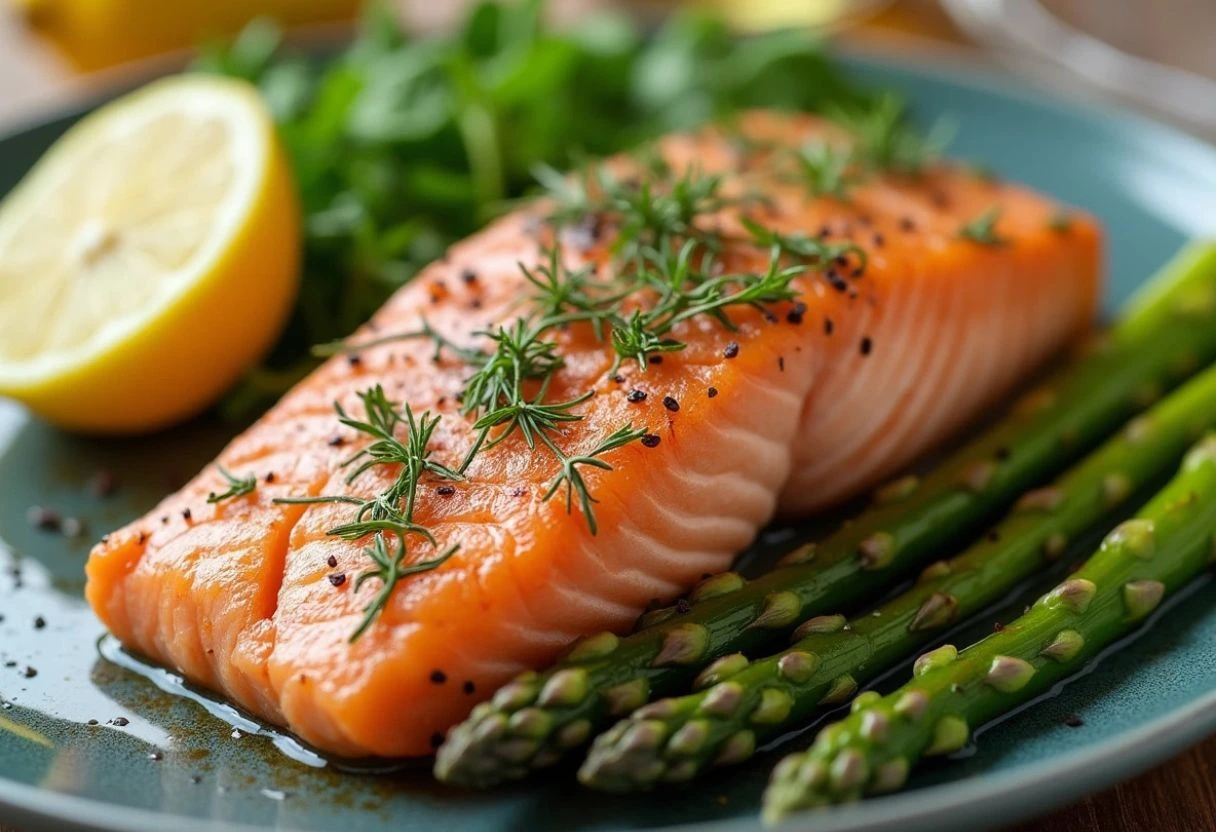 Baked Lemon Dill Salmon with Roasted Asparagus