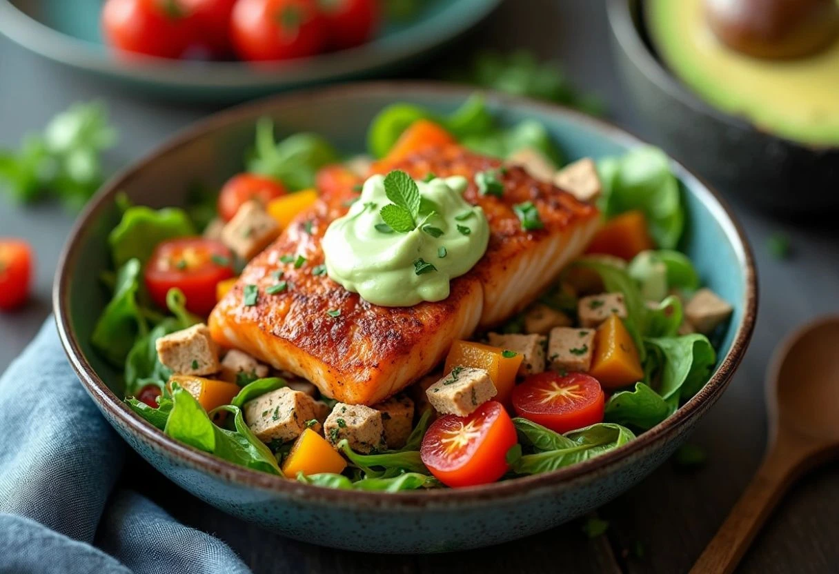 Cajun-Spiced Salmon Bowls with Avocado Crema