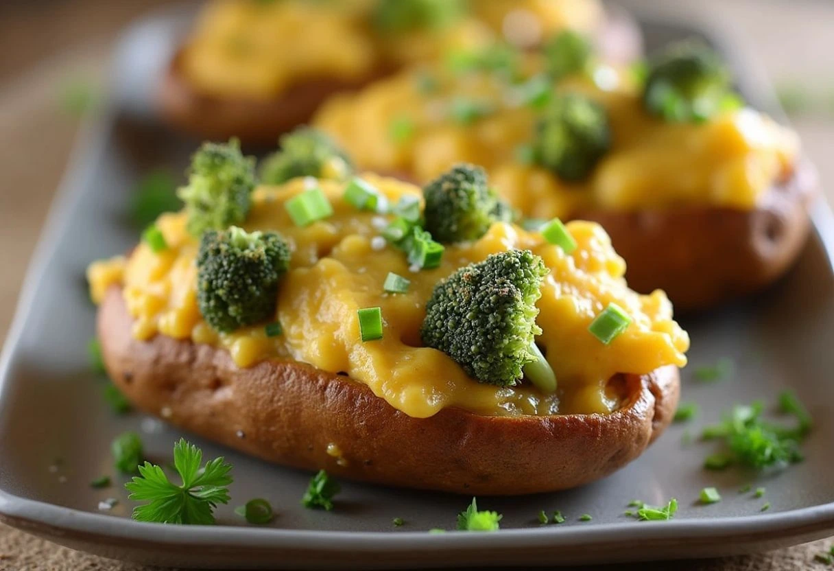 Cheesy Broccoli Stuffed Baked Potatoes