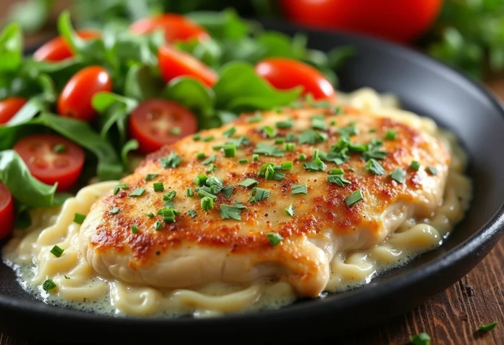 Creamy Garlic Chicken Breast Bake with Herbs and Veggies