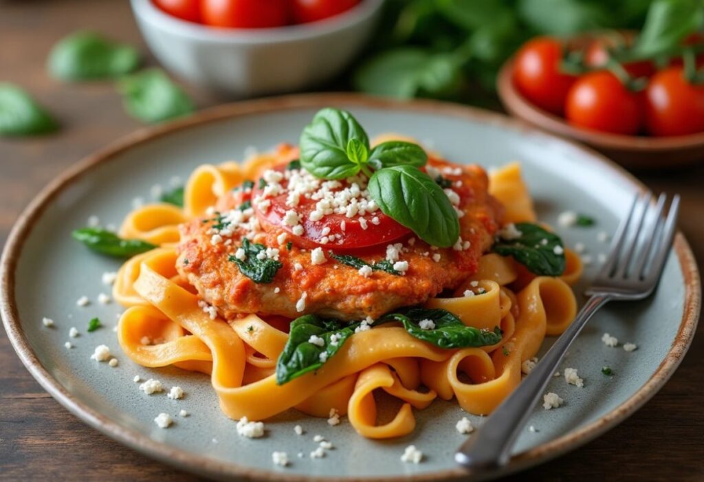 Creamy Tomato Chicken Pasta with Spinach