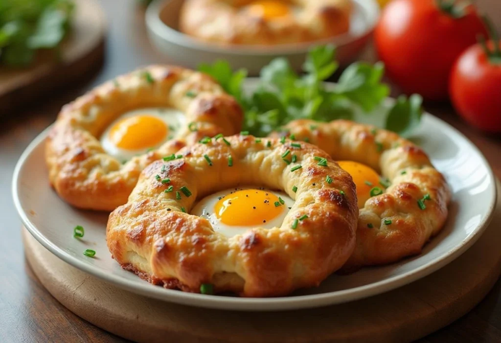 Easy Crescent Roll Breakfast Rings with Eggs and Veggies