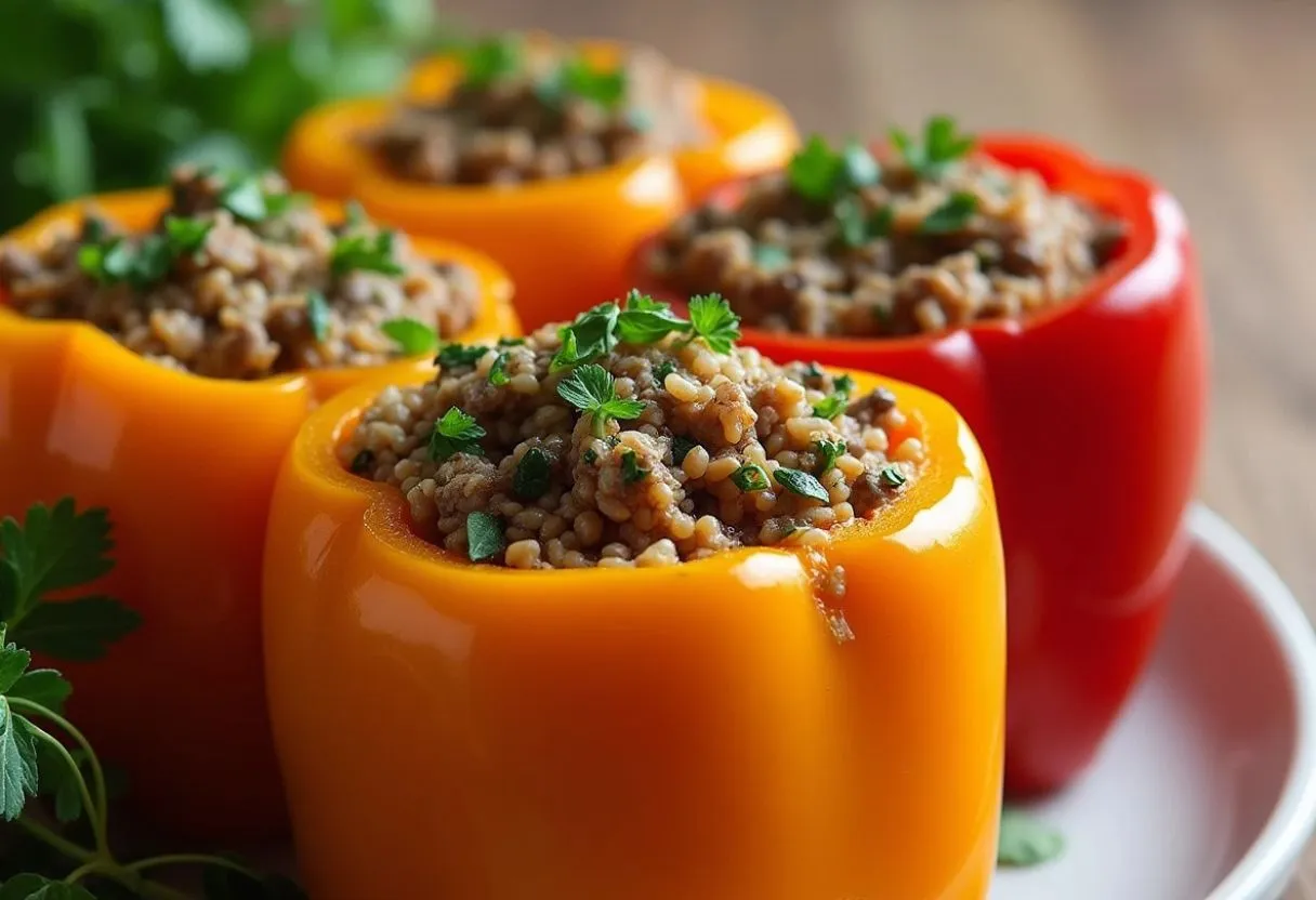Ground-Beef-Stuffed-Bell-Peppers-with-Brown-Rice