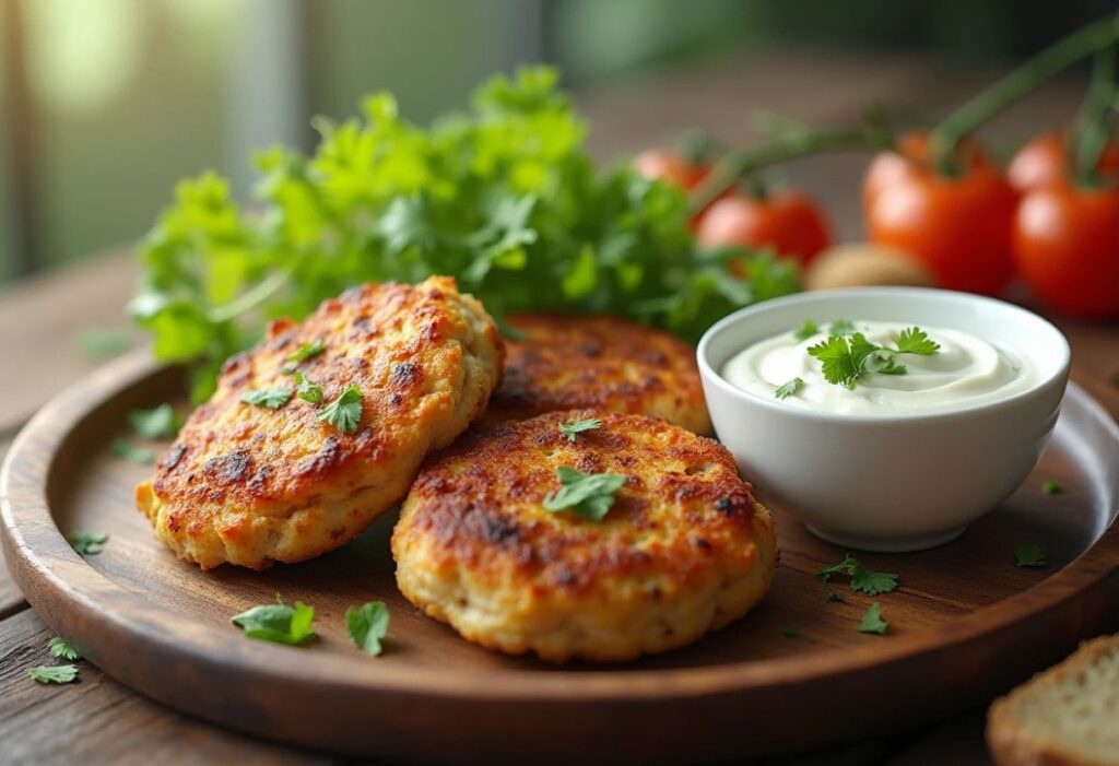 Healthy Chicken Patties with Greek Yogurt Dip