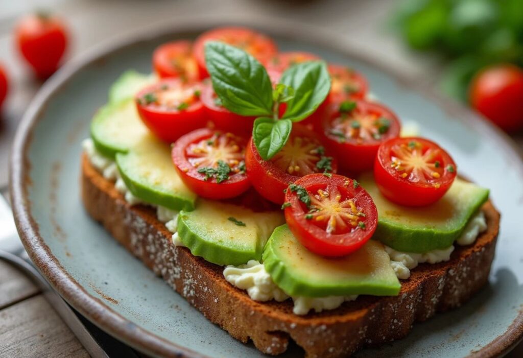 High-Protein Cottage Cheese Toast with Avocado and Cherry Tomatoes