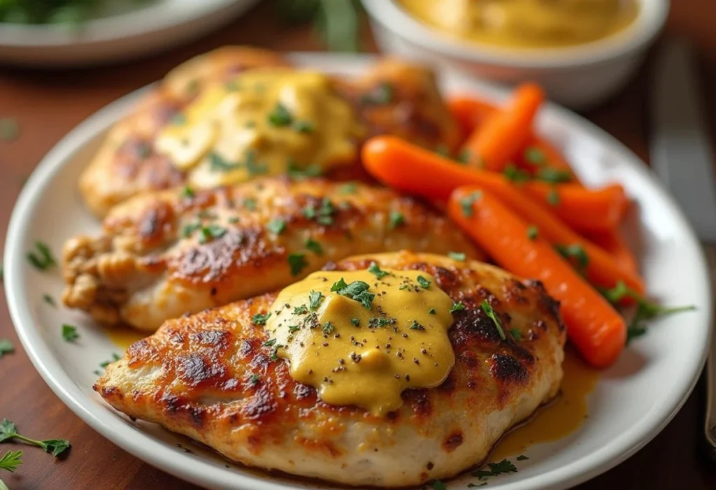 Honey Mustard Baked Chicken Breasts with Roasted Carrots