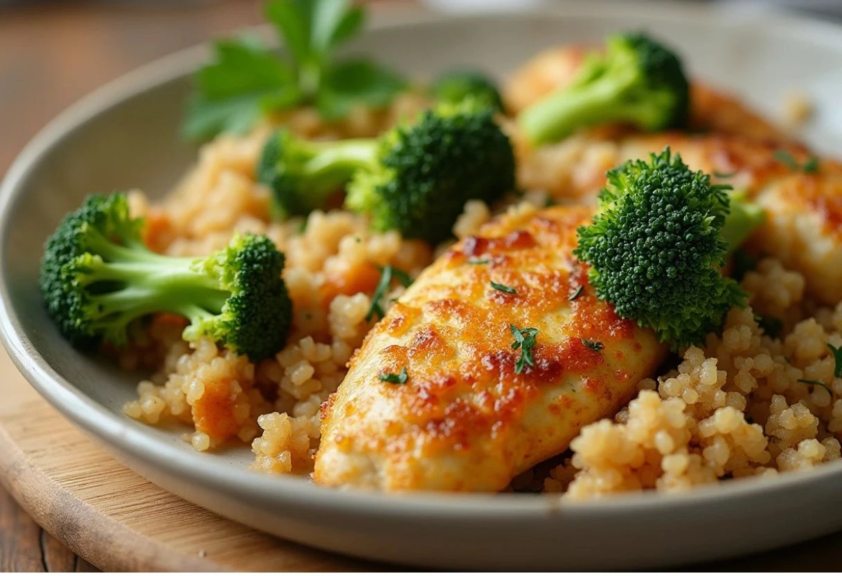Low-Sodium Chicken Casserole with Quinoa and Broccoli