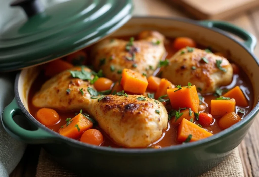 One-Pot Dutch Oven Chicken Stew with Sweet Potatoes