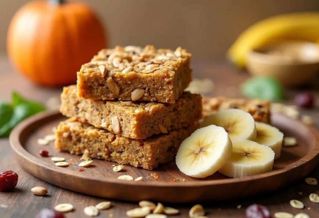 Pumpkin Banana Breakfast Bars with Oats and Dates