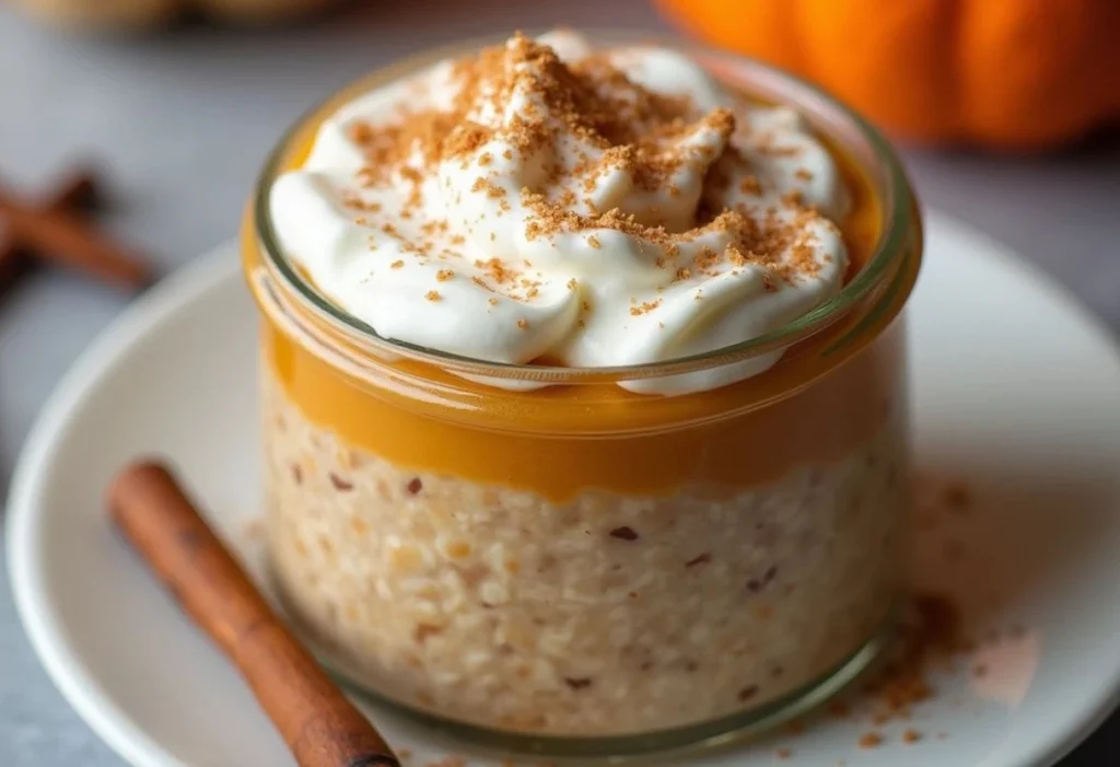 Pumpkin Spice Overnight Oats with Greek Yogurt (No Sugar Added)