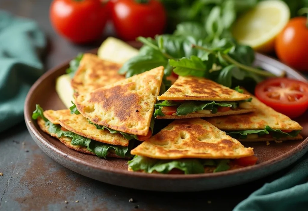 Quick Veggie Breakfast Quesadillas with Hummus and Spinach
