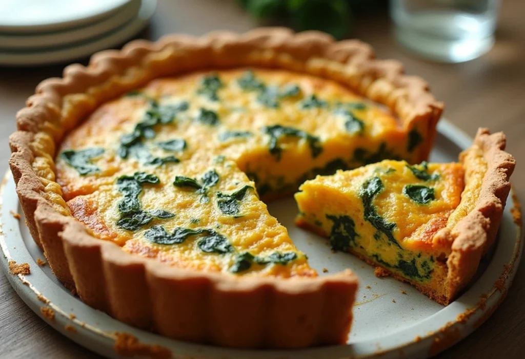 Spinach and Feta Breakfast Quiche with Sweet Potato Crust