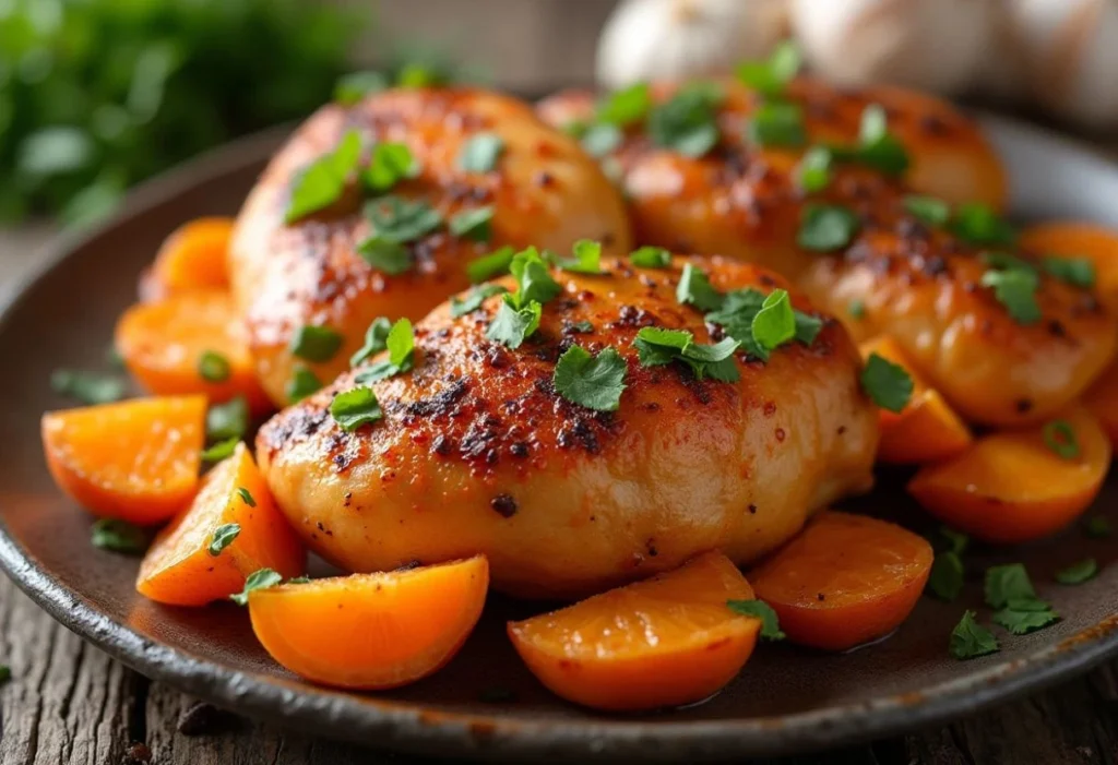 Sweet Potato Chicken Bake with Olive Oil and Garlic