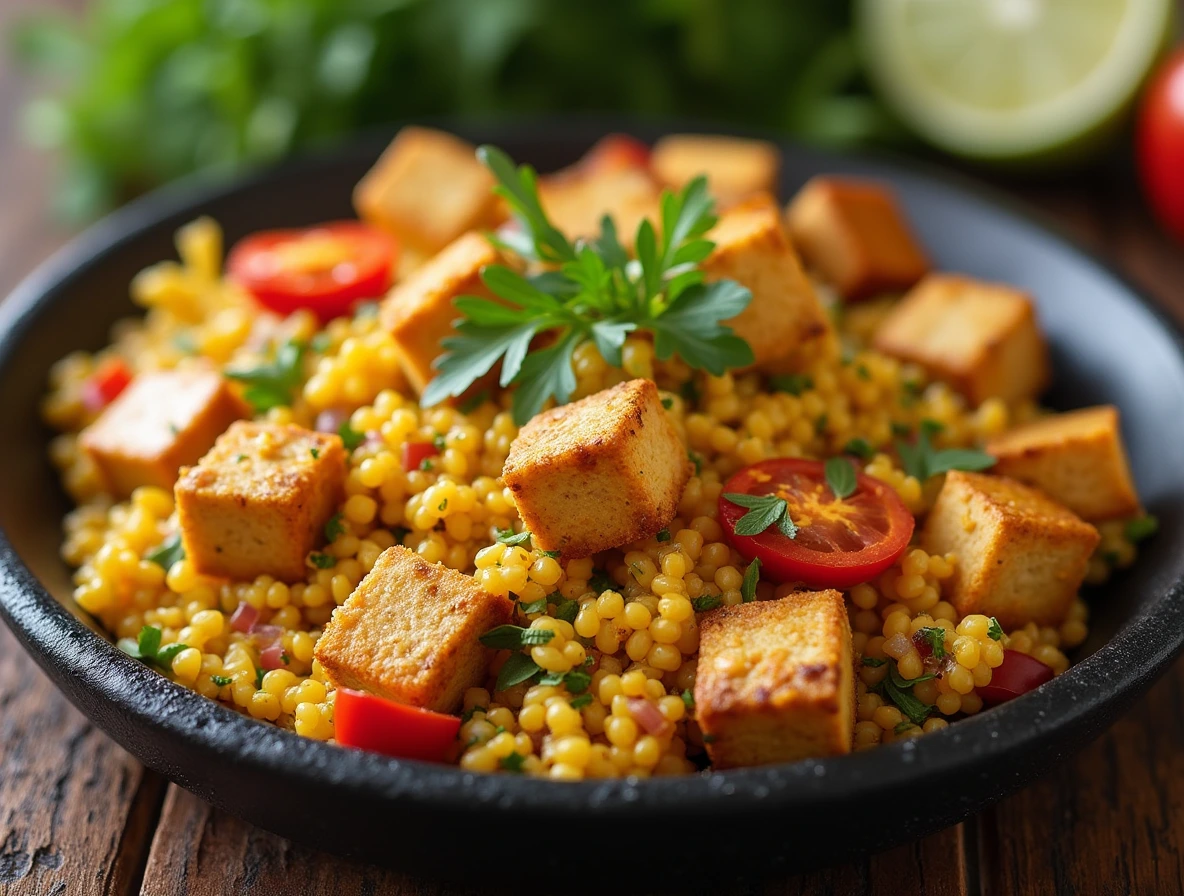 Vegetarian Tofu Scramble with Peppers and Onions